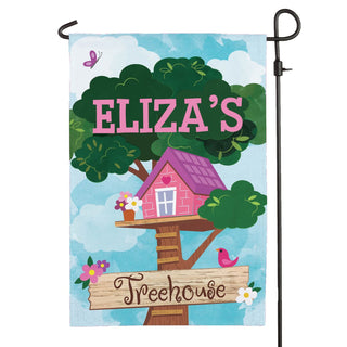 Girl's Treehouse Personalized Garden Flag