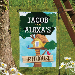 Siblings Treehouse Personalized Garden Flag