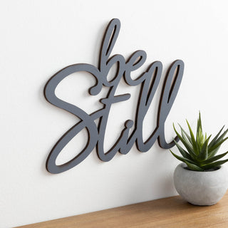 Be Still Charcoal Gray Wood Hanging Plaque