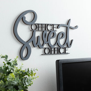 Office Sweet Office Charcoal Gray Wood Plaque