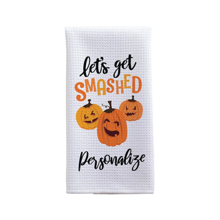 Let's Get Smashed Pumpkins Personalized Waffle Tea Towel