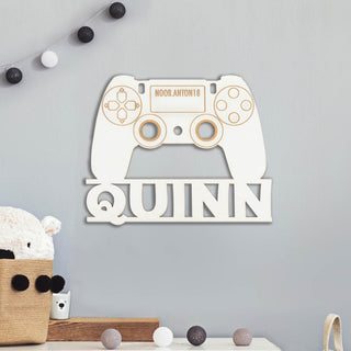 Game Controller Personalized White Wood Plaque