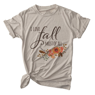 I Love Fall Autumn Floral Ladies' Tan T-Shirt