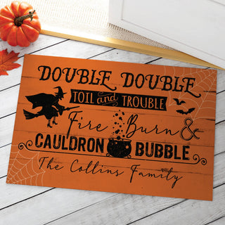 Double Dbl Toil And Trouble Orng Prsnlzd Doormat - 18x27 Inch, 1/8" Thin
