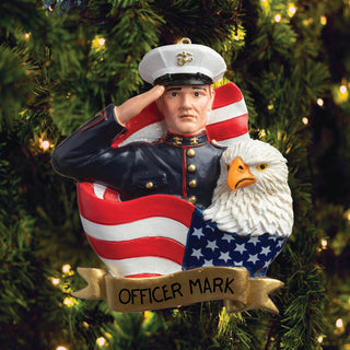 Marine With Eagle & Flag  Personalized Ornament