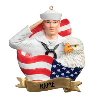 U.S. Navy With Eagle & Flag Personalized Ornament