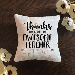 Thanks For Being An Awesome Teacher 8x8 Gift Pillow