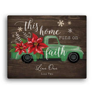 Poinsettia Truck Runs On Faith Personalized  8x10 Canvas