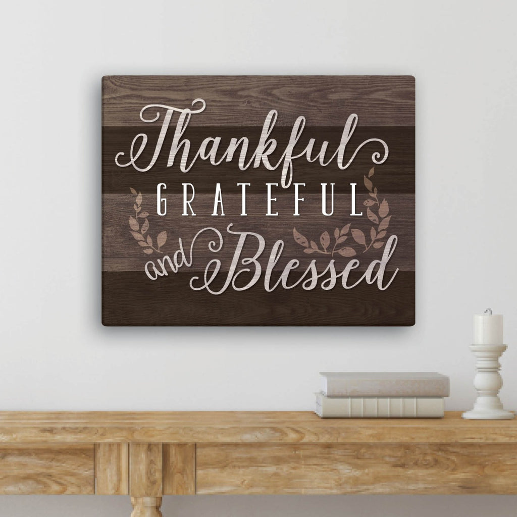 Thankful, Grateful, And Blessed 16x20 Canvas – Personalized Planet
