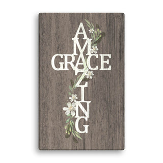 Floral Amazing Grace Cross 10x16 Canvas