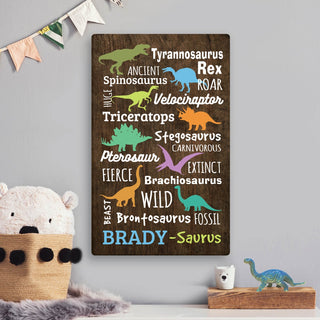 Dino-Name Colorful Dinosaurs Personalized 10x16 Canvas