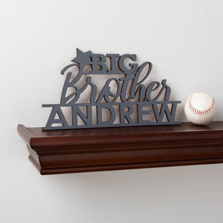 Big Brother Personalized Charcoal Gray Wood Plaque
