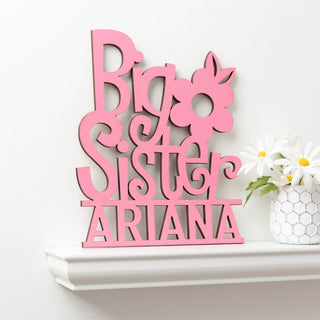 Big Sister Personalized Pink Wood Plaque