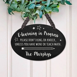 E-Learning In Progress Personalized Hanging Sign
