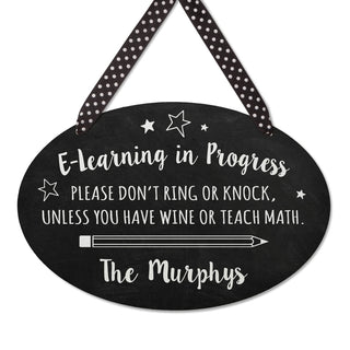 E-Learning In Progress Personalized Hanging Sign