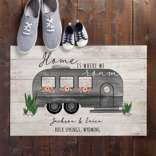 Home Is Where We Roam  Personalized Doormat - 18x27 Inch, 1/8" Thin