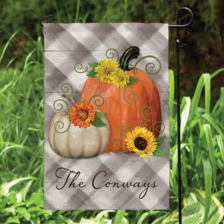 Sunflowers And Pumpkins Personalized Garden Flag