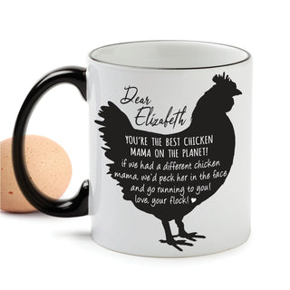 Best Chicken Mama White Coffee Mug with Black Rim and Handle-11oz