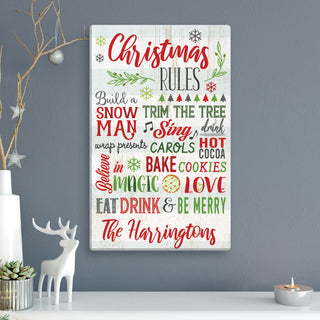 Christmas Rules Personalized 10x16 Canvas