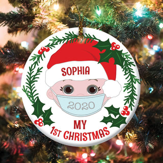 My First Christmas Light Skin Tone Baby Personalized Ornament