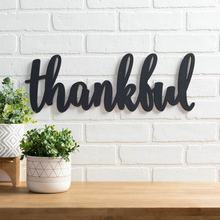 Thankful Black Wood Plaque