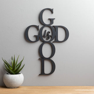 God Is Good Cross Black Wood Plaque