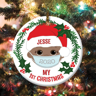 My First Christmas Medium Skin Tone Baby Personalized Ornament
