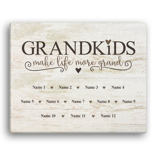 Grandkids Make Life More Grand Personalized 16x20 Ivory Canvas