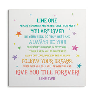 Love You Till Forever Rainbow Stars White Wood Art Plaque