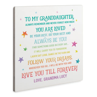 Love You Till Forever Rainbow Stars White Wood Art Plaque