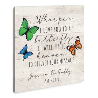 Whisper to a Butterfly Memorial White Wood Art Plaque