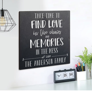 Find Love In The Chaos Personalized Black Wood Wall Plaque