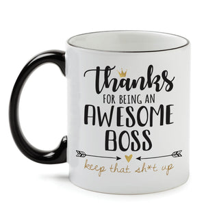 Awesome Boss White Coffee Mug with Black Rim and Handle-11oz