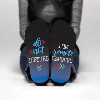 Black And Blue Do Not Disturb I'm Remote Learning Adult Crew Socks