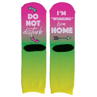 Pink And Green Do Not Disturb I'm "Working" From Home Adult Crew Socks