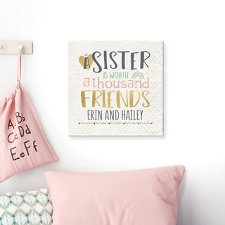 A Sister Is Worth A Thousand Friends Personalized 12x12 Canvas