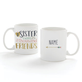 A Sister Is Worth A Thousand Friends Personalized White Coffee Mug - 11 oz.