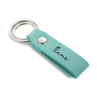 Script Name Aqua Leatherette Key Ring