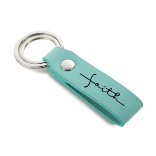 Faith Aqua Leatherette Key Ring