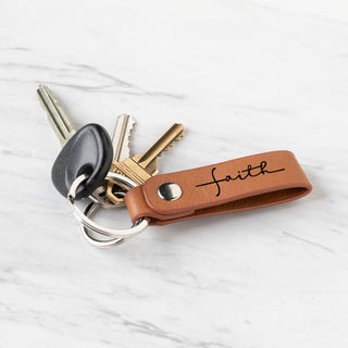 Faith Camel Leatherette Key Ring