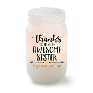 Awesome Sister Frosted Mason Jar Votive Holder