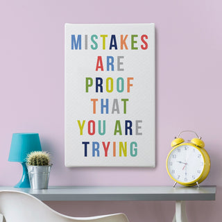 Mistakes Are Proof White Wood Art Plaque
