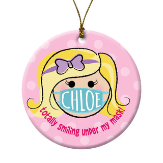 Smiling Mask Personalized Ornament Light Skin Tone Girl