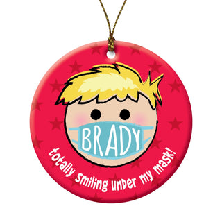 Smiling Mask Personalized Ornament Light Skin Tone Boy