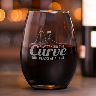 Flatten The Curve Stemless Wine Glass