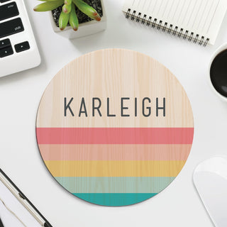Wooden Stripes Personalized Round Mouse Pad