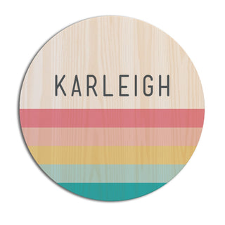 Wooden Stripes Personalized Round Mouse Pad