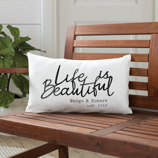 Life Is Beautiful Personalized Lumbar Pillow 