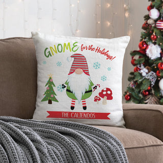 Gnome For The Holidays Personalized 17" Throw Pillow