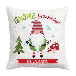 Gnome For The Holidays Personalized 17" Throw Pillow